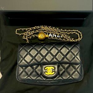 Lambskin Quilted CC Pearl Crush Mini Rectangular Flap